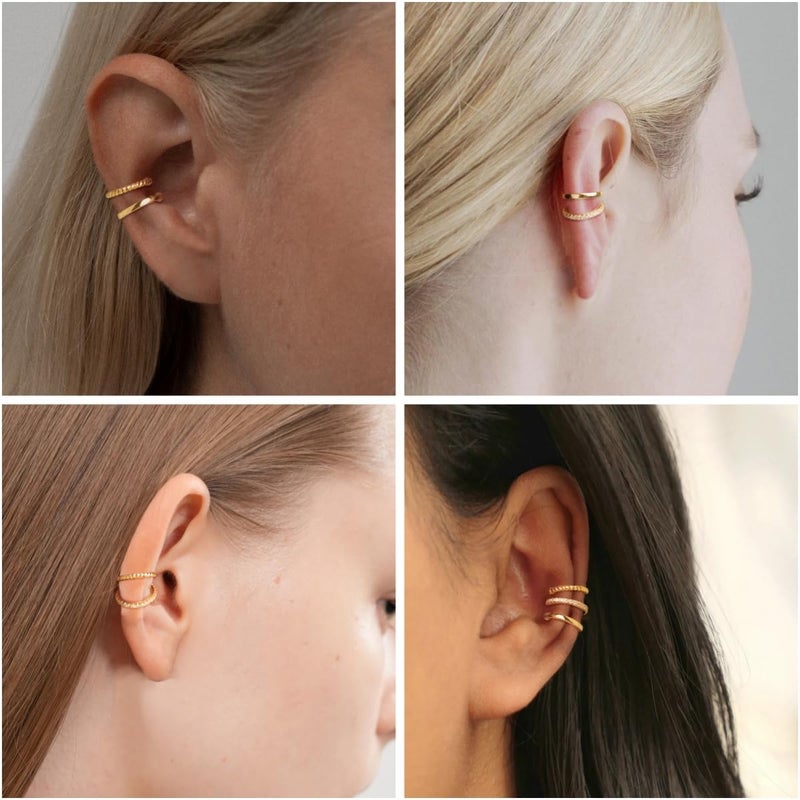 Funsanny Store Gold Ear Cuffs Earrings for Women Non Piercing - Clip on Cartilage Earrings Dainty 14K Gold Sterling Silver Plated Cubic Zirconia Huggie Hoop Earring for Women No Tarnish Trendy Jewelry Set - Image 4